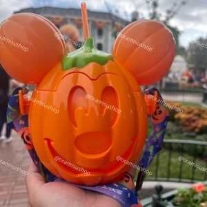 Disney Parks Mickey Jack-O-Lantern Sipper with lanyard 2024-Halloween Disneyland